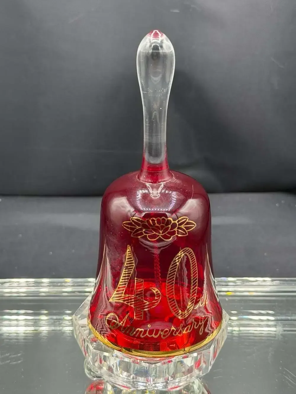 Norcrest Vintage Ruby Red Glass 40th Anniversary Collectible Bell
